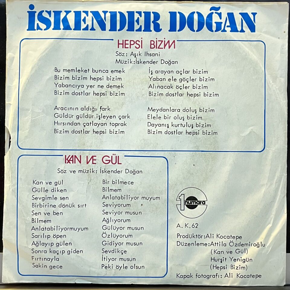 İskender Doğan – Hepsi Bizim / Kan Ve Gül
