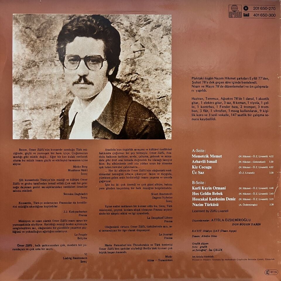 Ömer Zülfü Livaneli* – Nazım Türküsü