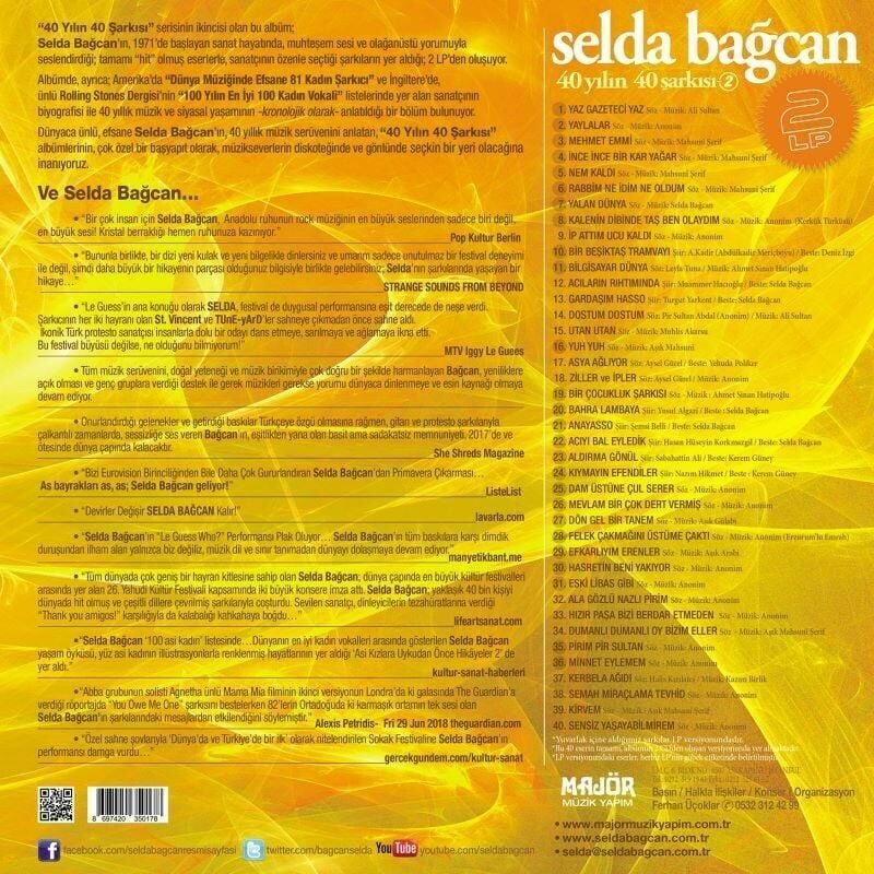Selda Bağcan - 40 Yılın 40 Şarkısı 2 Sarı 2'li Plak