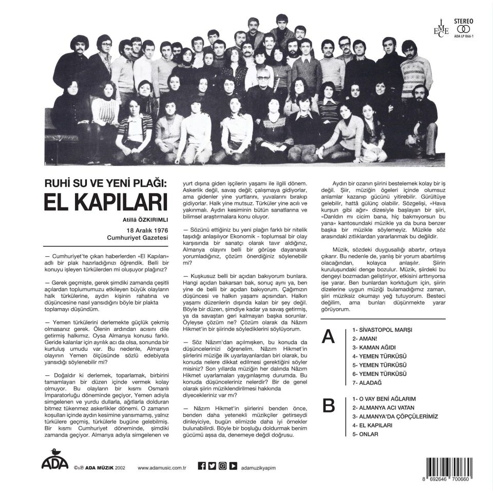 Ruhi Su - El Kapıları Plak