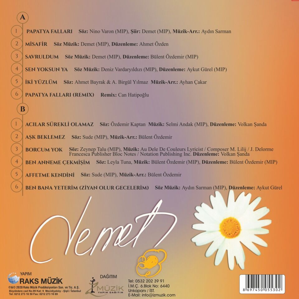Demet Sağıroğlu - Papatya Falları Sarı Plak
