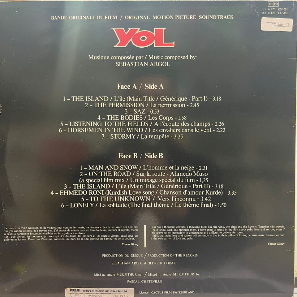 Sebastian Argol – Yol (Original Motion Picture Soundtrack)