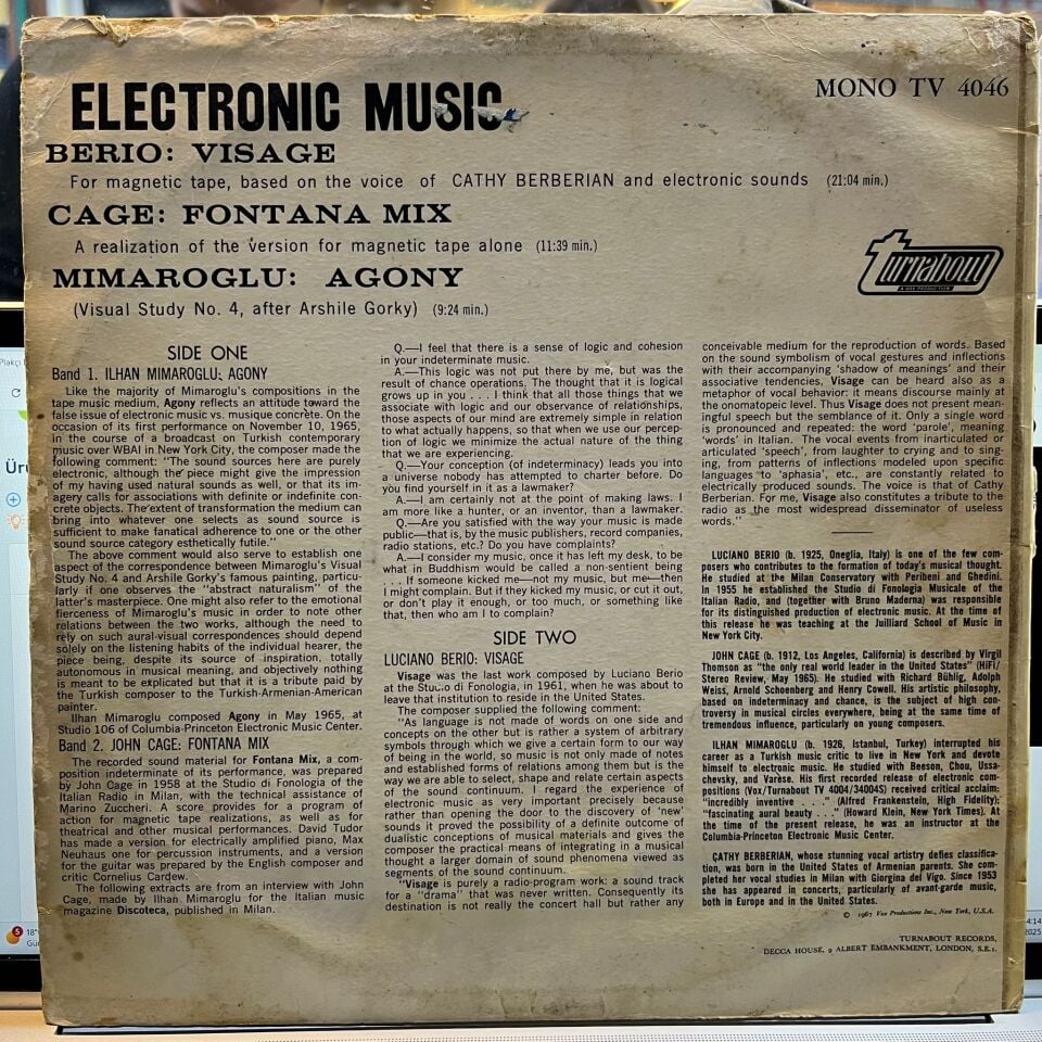 John Cage / Luciano Berio / Ilhan Mimaroglu – Electronic Music