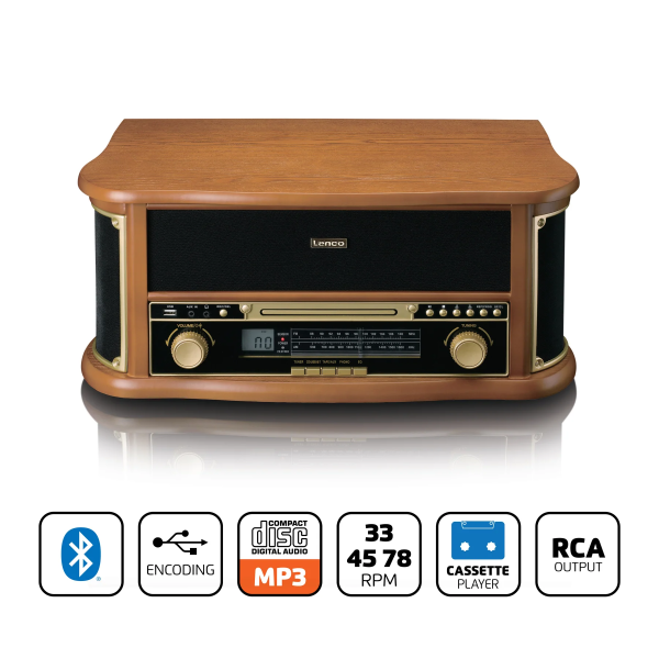 Lenco TCD-2551 Ahşap Retro Radyo Cd ve Kaset Çalar Pikap