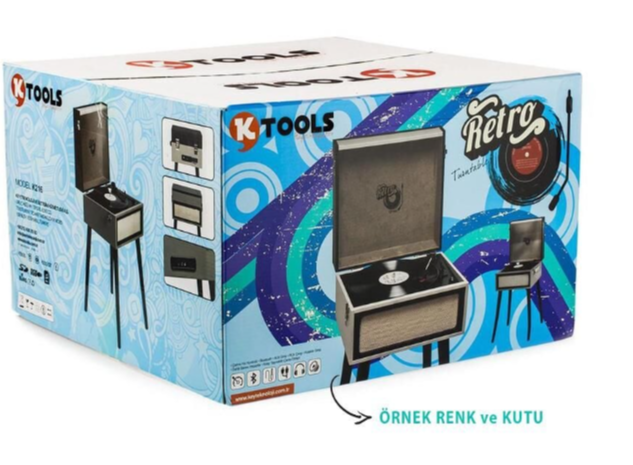Ktools Retro K216 Ayaklı Pikap Mavi * Yedek İğne Hediyeli