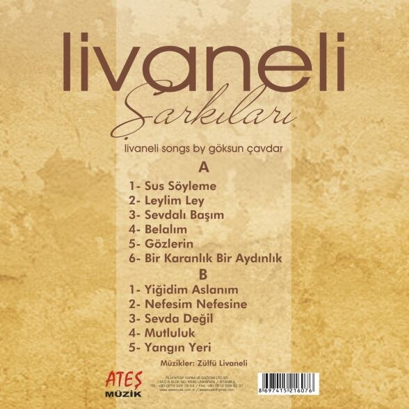 Göksun Çavdar - Livaneli Şarkıları (Enstrumantal) Plak