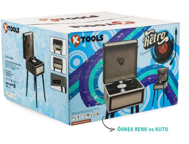 Ktools Retro K216 Ayaklı Pikap Siyah * Yedek İğne Hediyeli