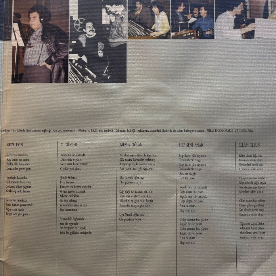 Zülfü Livaneli, Mikis Theodorakis – Güneş Topla Benim İçin