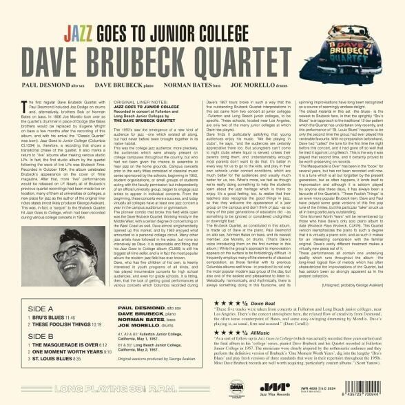 Dave Brubeck Quartet - Jazz Goes to Junior College Plak