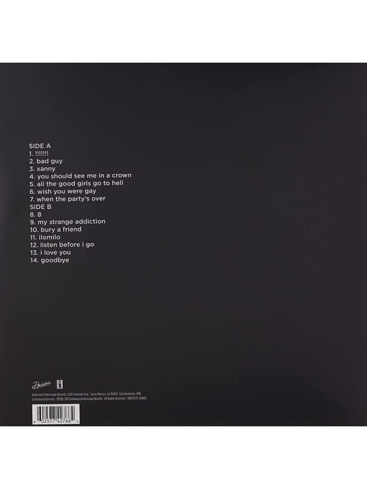 Billie Eilish - When We All Fall Asleep, Where Do We Go Plak