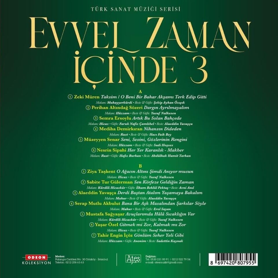 Evvel Zaman İçinde 3 Türk Sanat Müziği Serisi Plak
