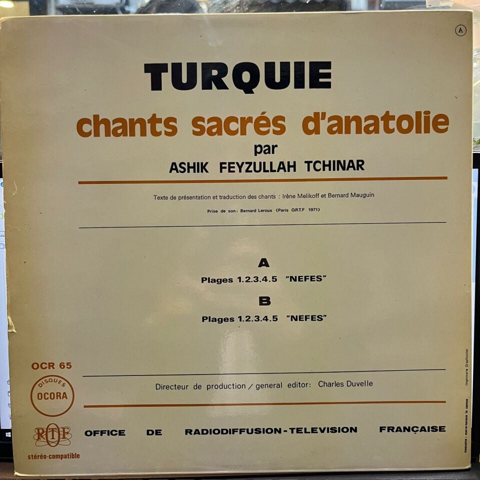 Ashik Feyzullah Tchinar* – Turquie: Chants Sacrés D'Anatolie